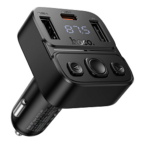 FM-модулятор Hoco E87 (Bluetooth, 2USB, Type-C, 35W, QC3.0, дисплей) черный