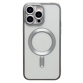 Кейс iPhone 14 Pro Max силикон SafeMag SM027 серебро
