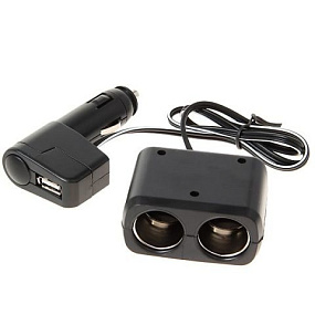 Разветвитель прикуривателя (2 выхода + 1USB) WF-0097