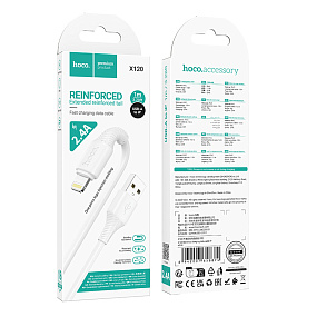 Дата кабель lightning - USB Hoco X120 2.4A 1м белый