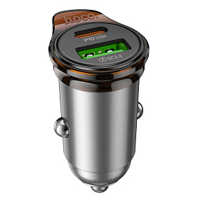 АЗУ-USB/USB-C HOCO NZ16A 2 выхода QC3.0+ PD 25W серый