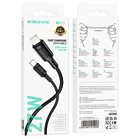Дата кабель Type-C - Lightning Borofone BX111 Feliz PD27W 1м черный