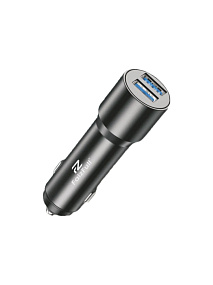 АЗУ-USB 2 выхода FZ20 2.4A длинный штекер черный(УЦЕНКА)повр.упак