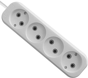 Сетевой удлинитель Defender 4 розетки 5м 10А/2,2кВт без заземления ПВС 2х1,00мм белый